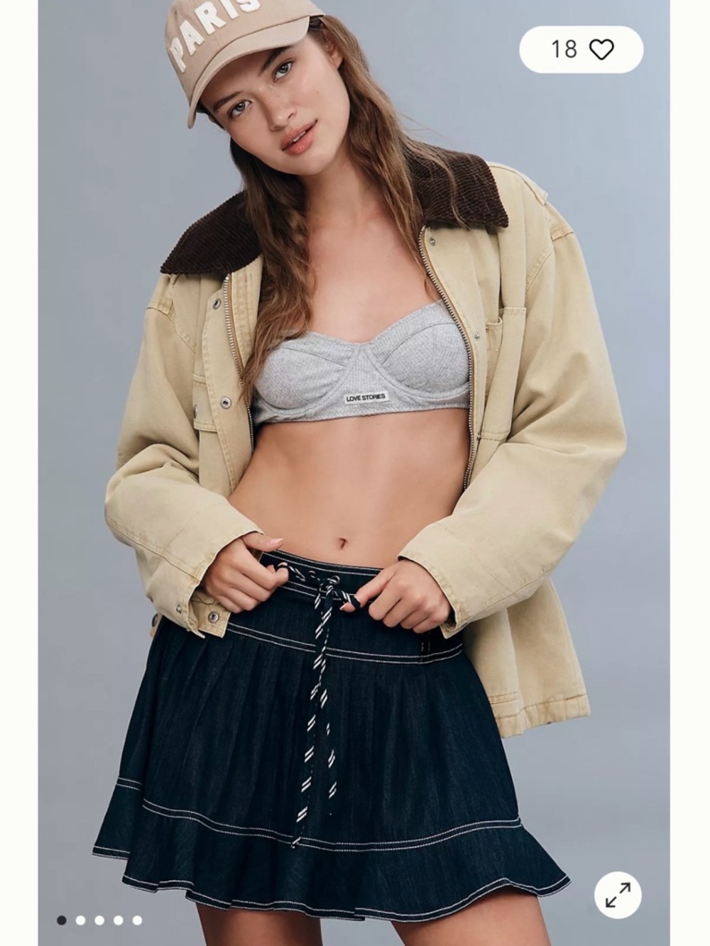 Anthropologie Pilcro Denim Circle Skirt with drawstring and elastic waist